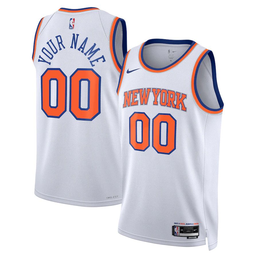 Men New York Knicks Nike White Association Edition 2022-23 Swingman Custom NBA Jersey